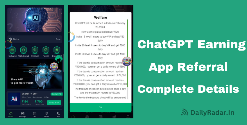 ChatGPT New Earning App Review: Referral and Withdrawal