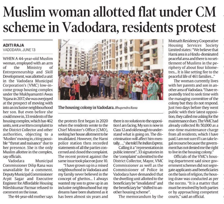 Continuous Protest by Residents Oppose Allotment of Flat to Muslim Woman